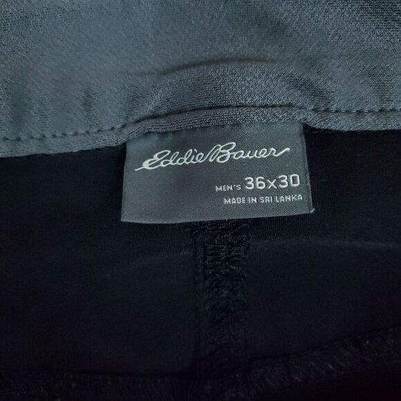 Eddie Bauer Tech Pants Mens 36x30 Black Nylon Stretch Outdoor Hiking Zip Pocket - Picture 2 of 16